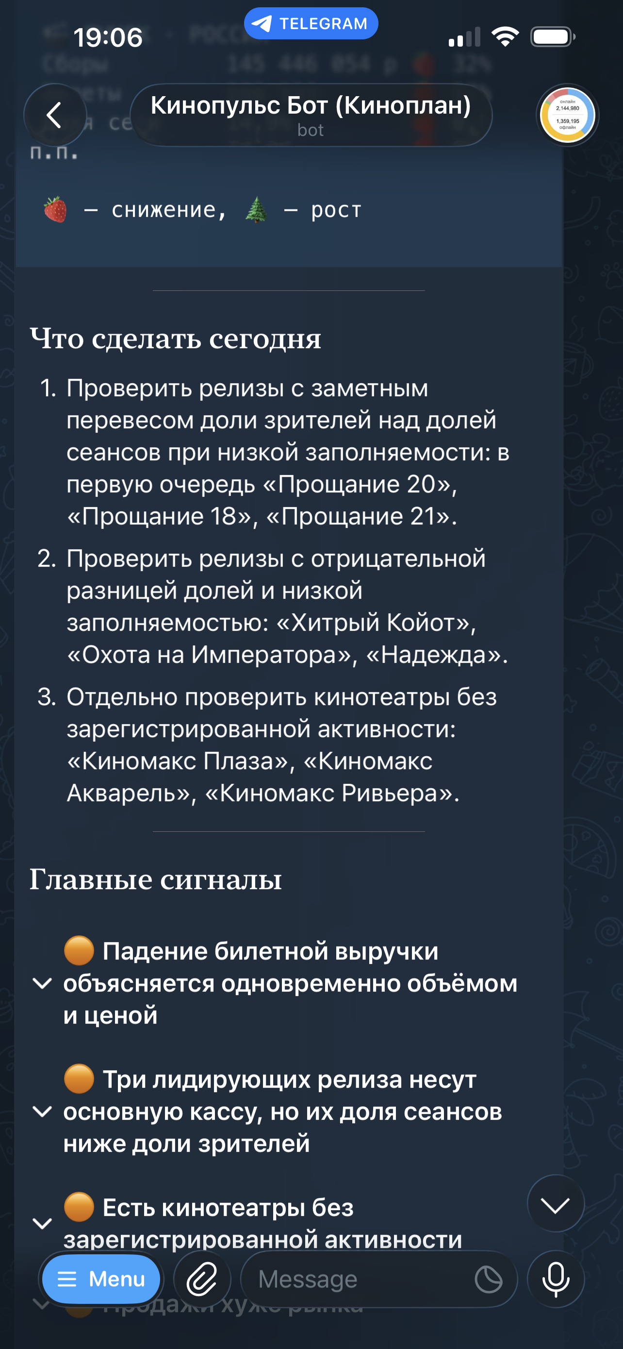 Приоритетные действия на сегодня